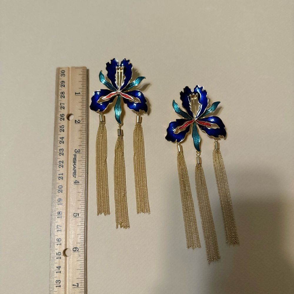 Flower drop earrings N602 - Picture 5 of 5